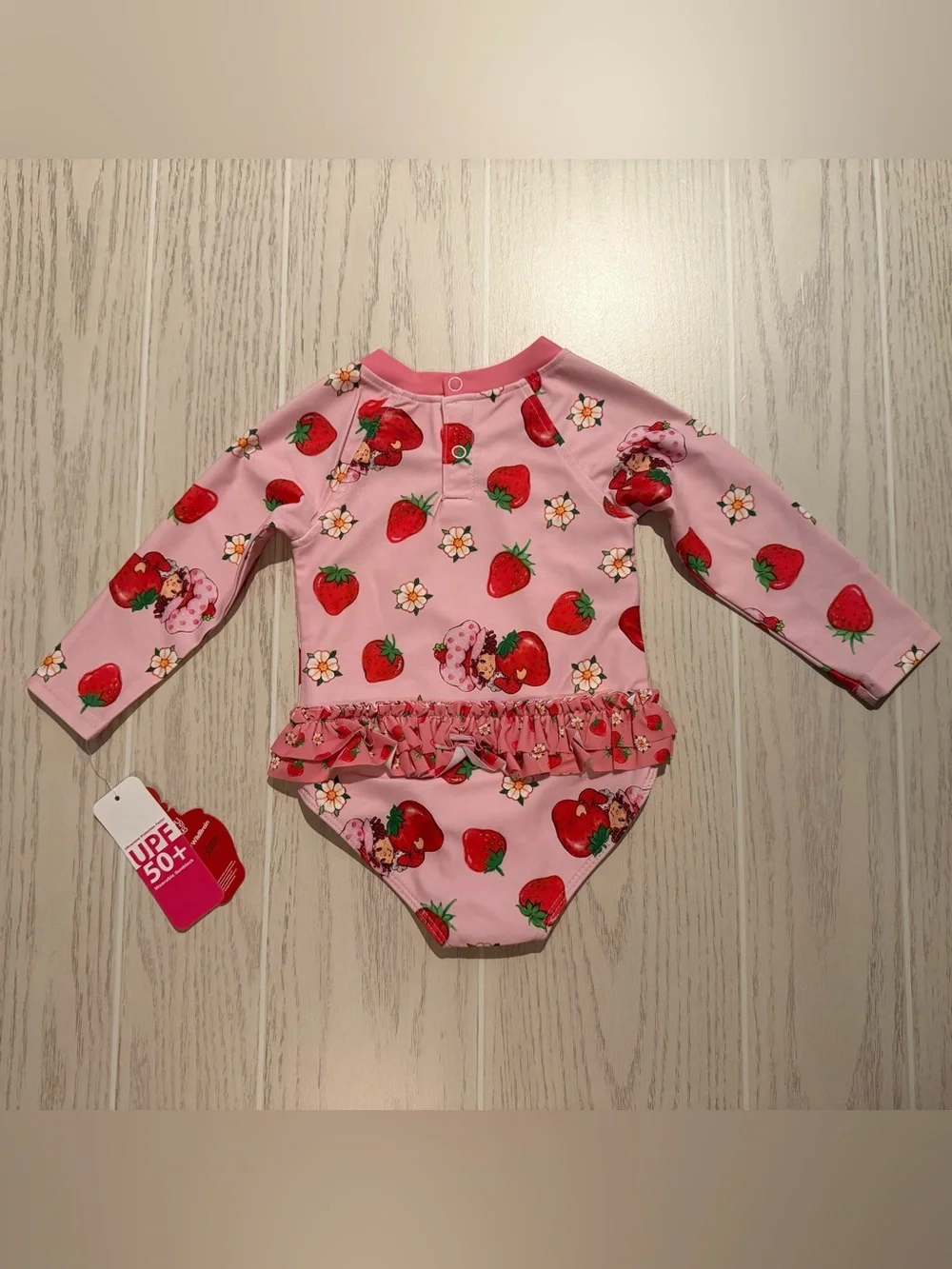 Strawberry Shortcake Girls 12M Pink UPF 50 Rash Guard Swimsuit NWT